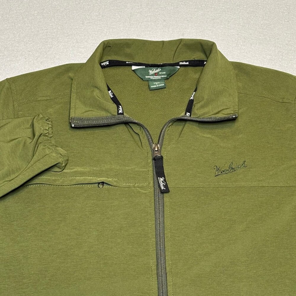 Woolrich Mens Windbreaker Jacket Size Large Military Green Lightweight Outdoor